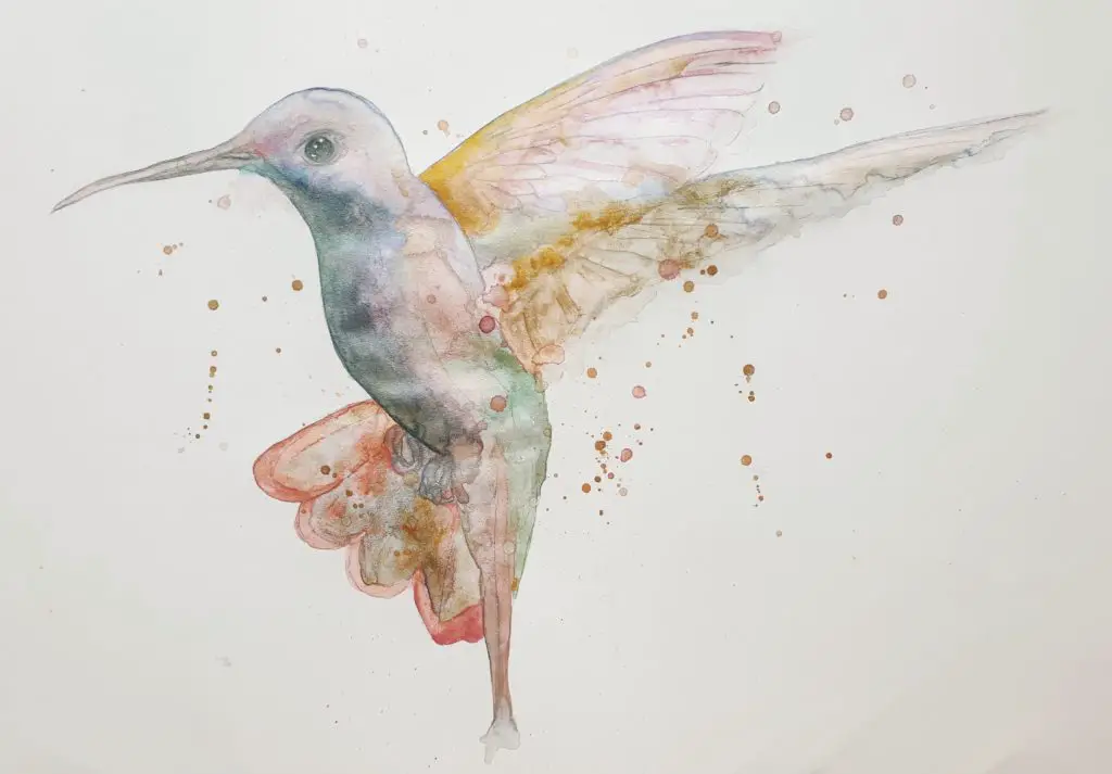 How to paint a hummingbird watercolor painting