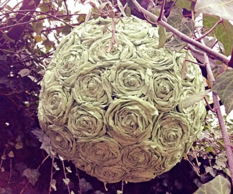 Tissue paper rose kissing balls